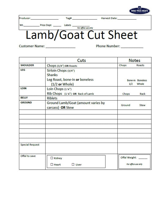 Lamb/Goat Cut Sheet